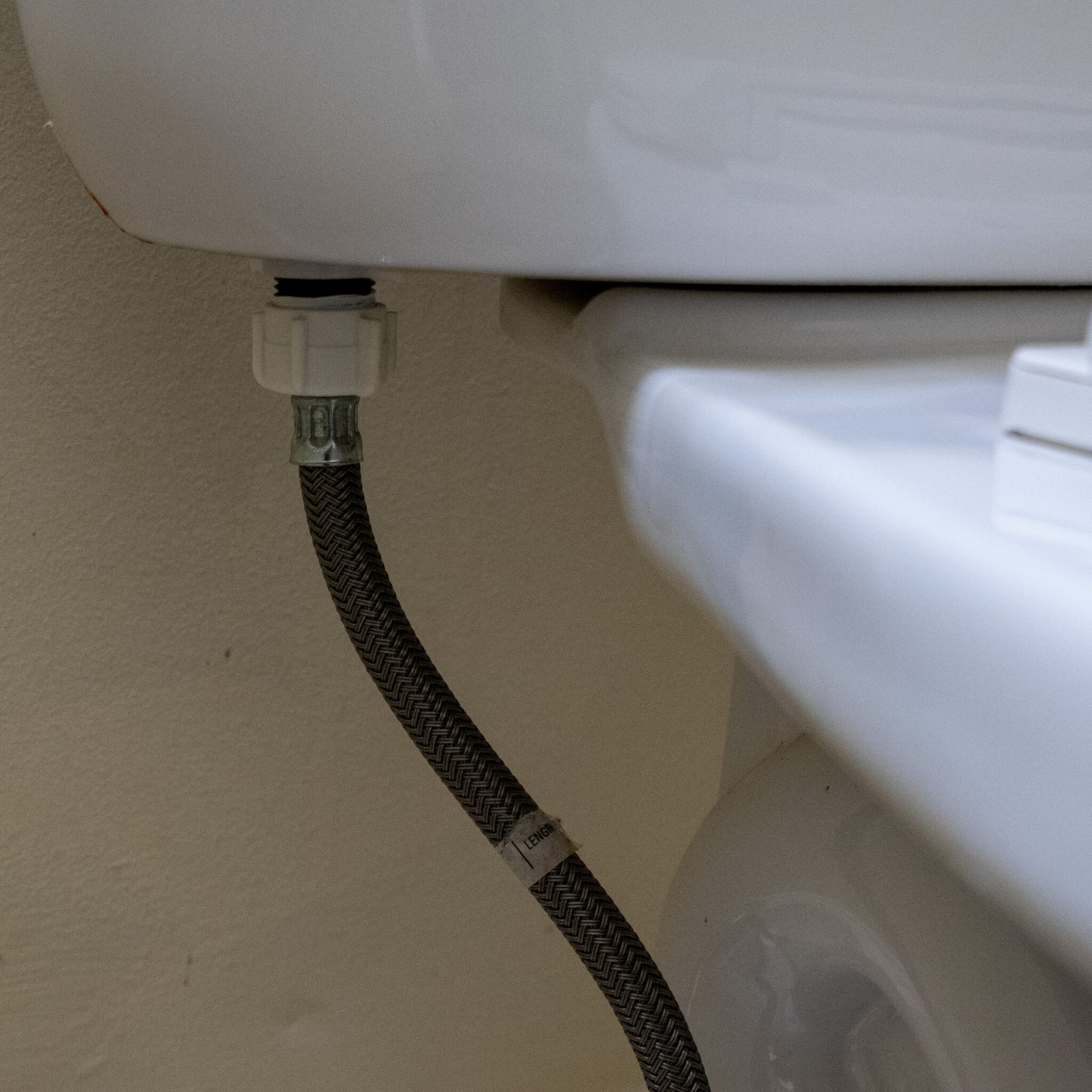 Braided lines, Toilet supply line leak.